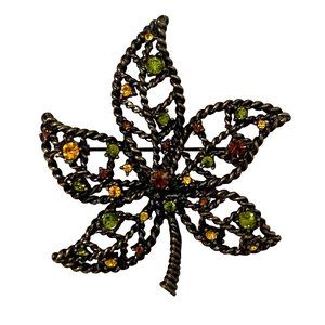 Vintage Avon Nina Ricci Maple Leaf Rhinestone Brooch